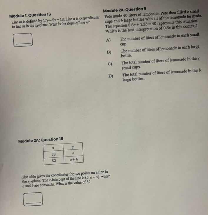 module 1: question 16 line m is defined by ( 17y - 5x = 13 ). line n is…