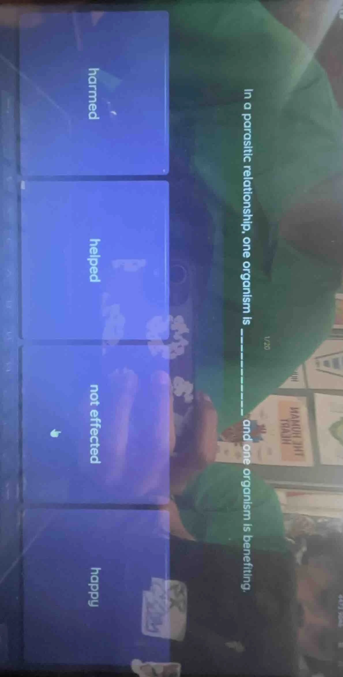 in a parasitic relationship, one organism is ______ and one organism is…