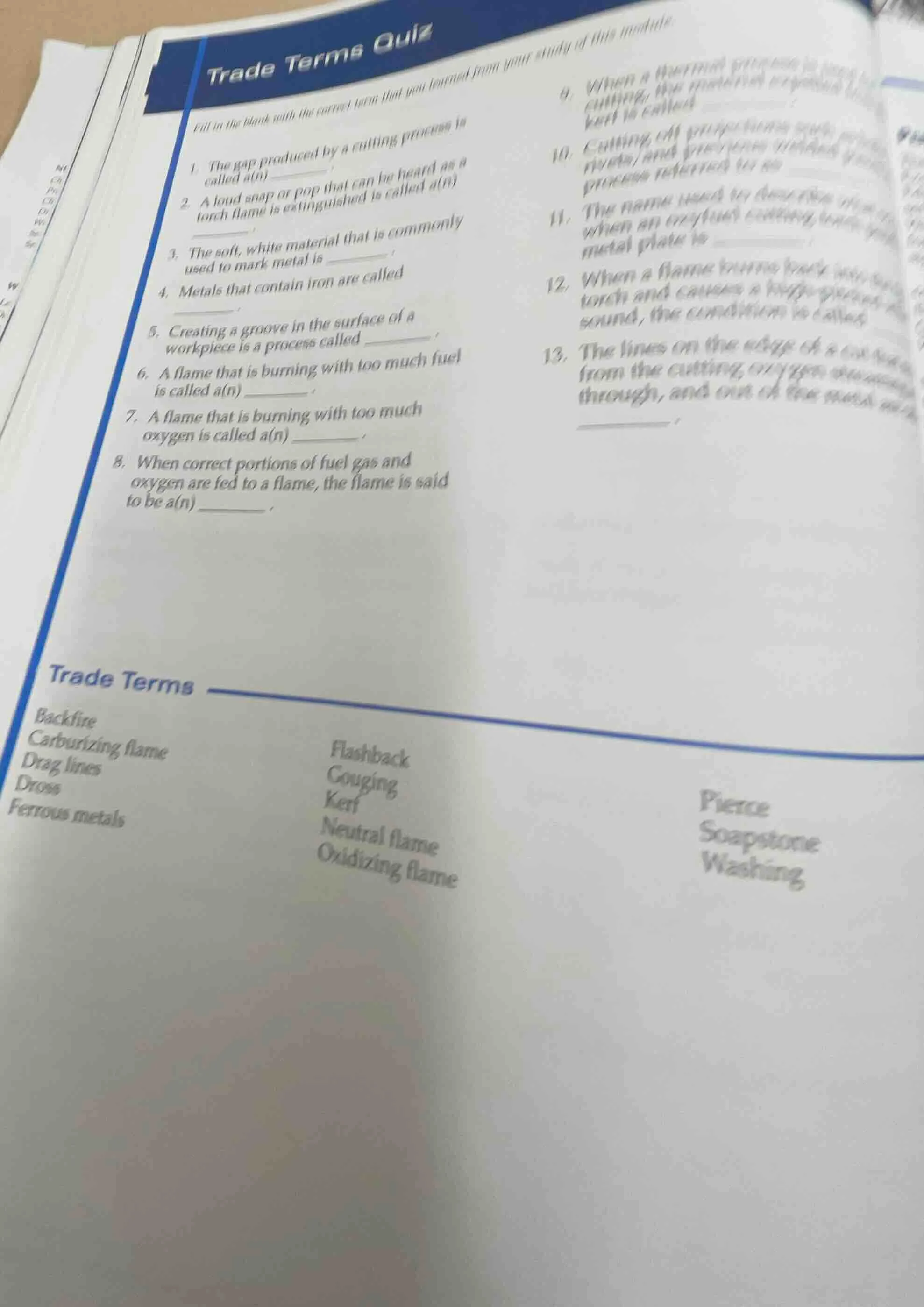 trade terms quiz fill in the blank with the correct term that you learn…