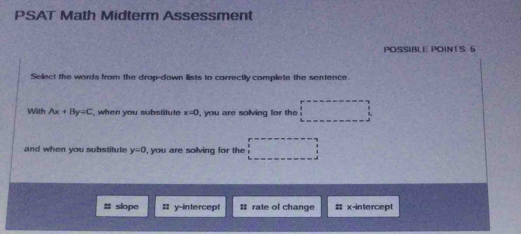 psat math midterm assessment possible points 5 select the words from th…