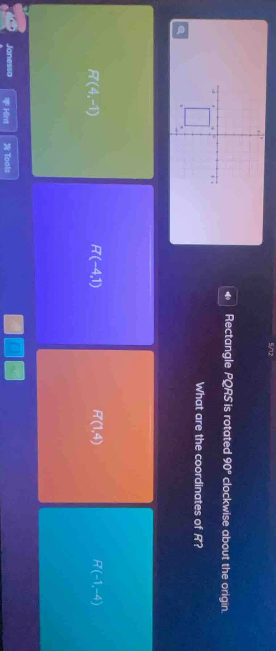 rectangle pqrs is rotated 90° clockwise about the origin. what are the …