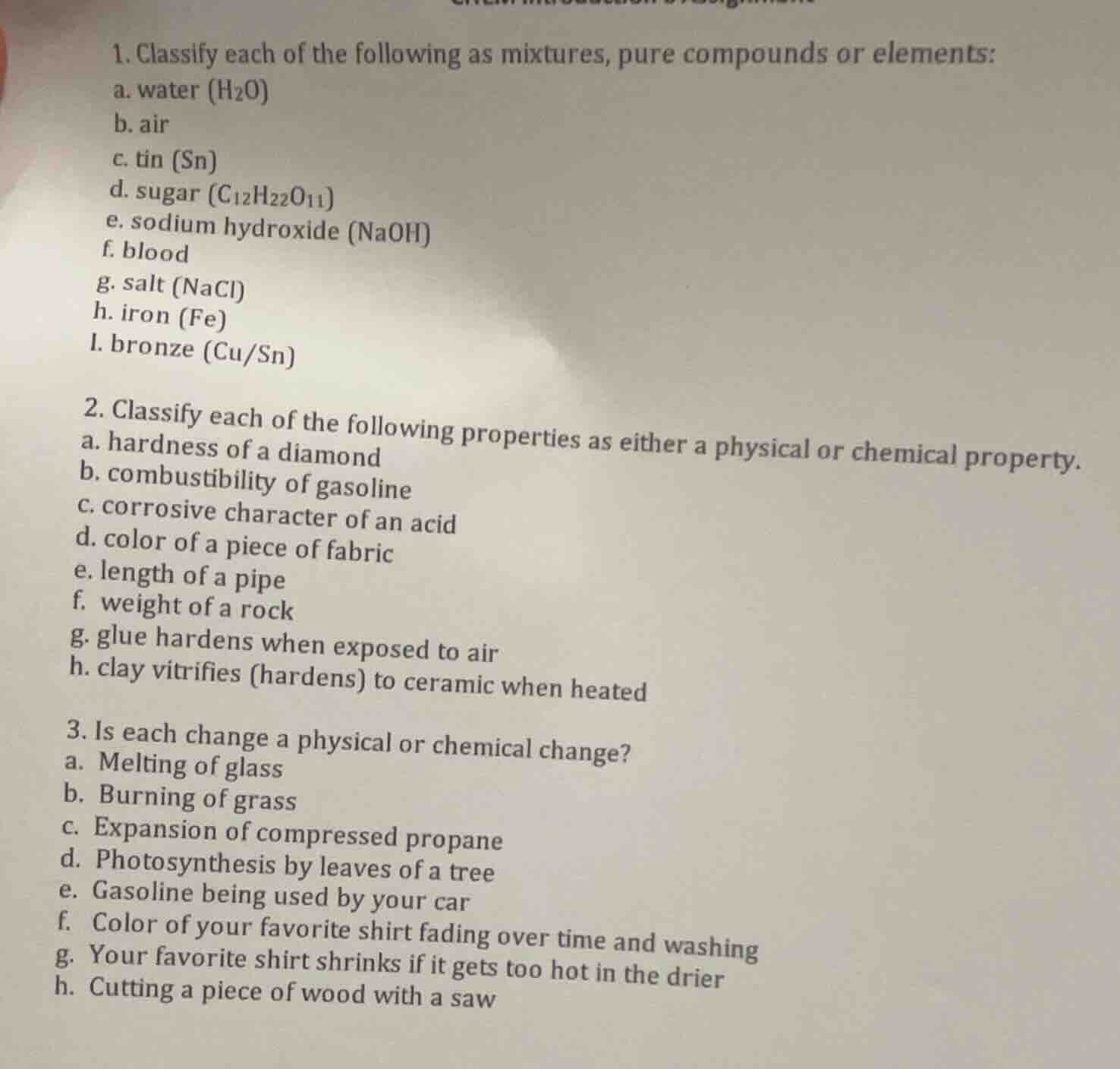1. classify each of the following as mixtures, pure compounds or elemen…