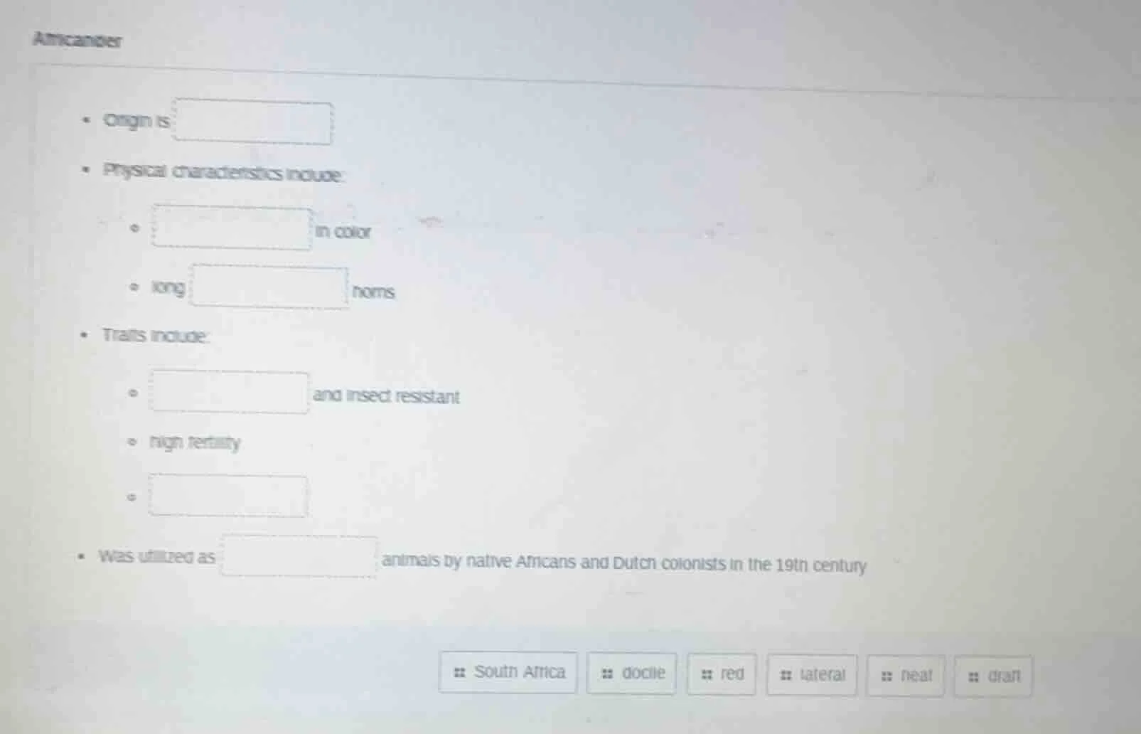 amcander - origin is - physical characteristics include: - in color - l…