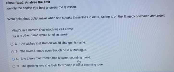 close read: analyze the text identify the choice that best answers the …