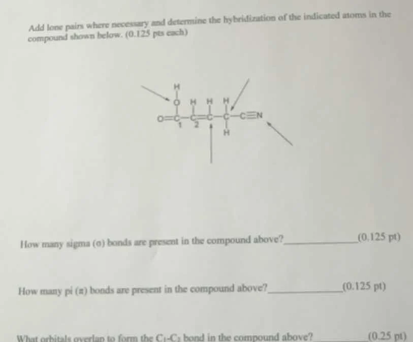 add lone pairs where necessary and determine the hybridization of the i…