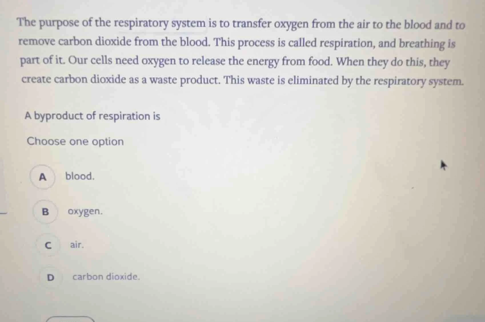 the purpose of the respiratory system is to transfer oxygen from the ai…