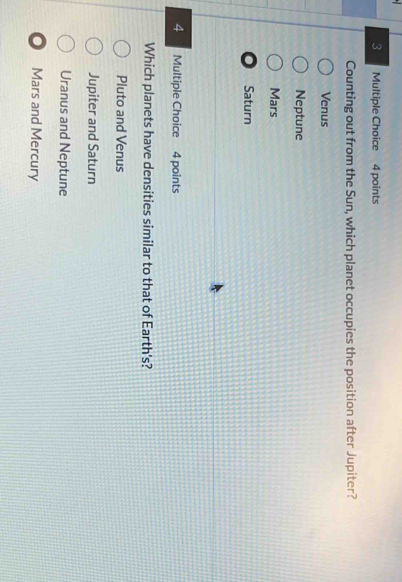 3 multiple choice 4 points counting out from the sun, which planet occu…