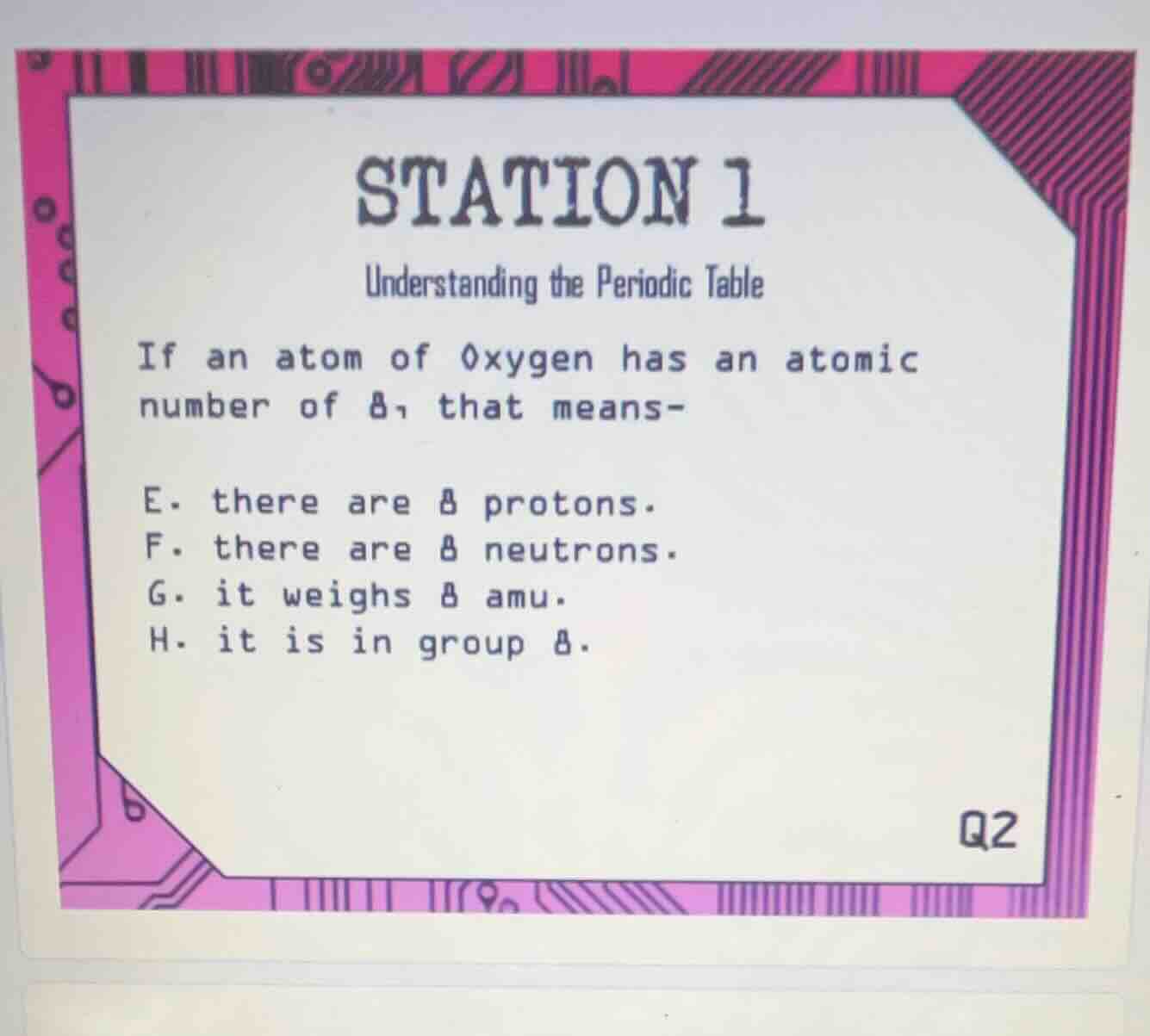 station 1 understanding the periodic table if an atom of oxygen has an …