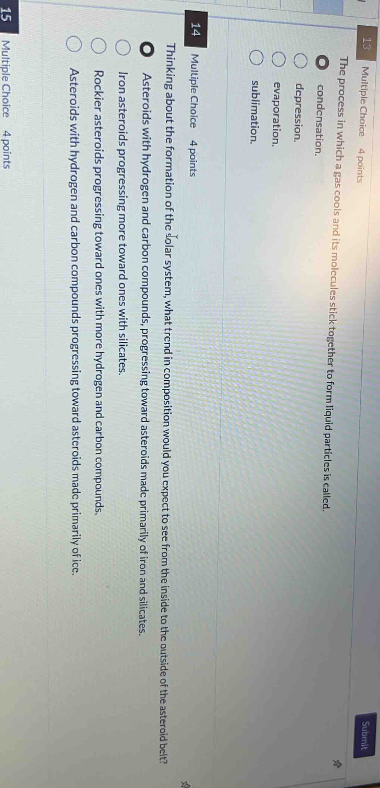 13 multiple choice 4 points the process in which a gas cools and its mo…