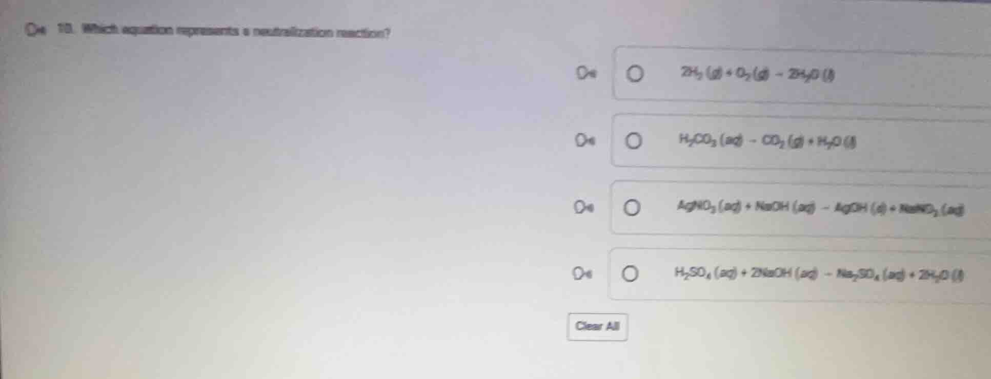 10. which equation represents a neutralization reaction? $2h_2(g) + o_2…