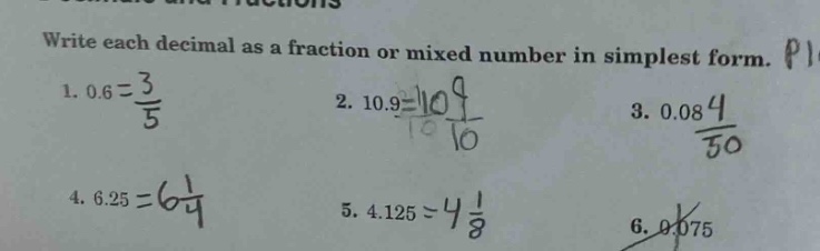 write each decimal as a fraction or mixed number in simplest form. \\(1…