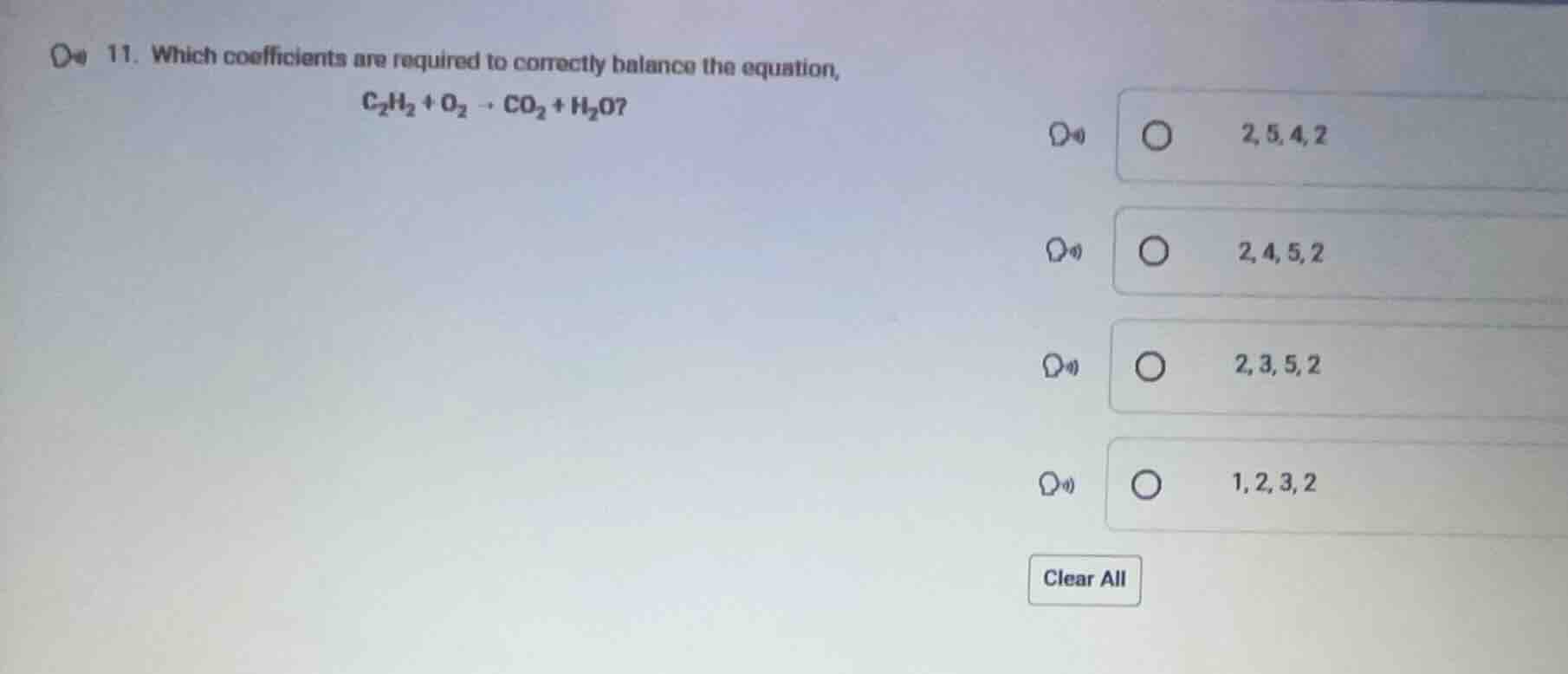 11. which coefficients are required to correctly balance the equation, …