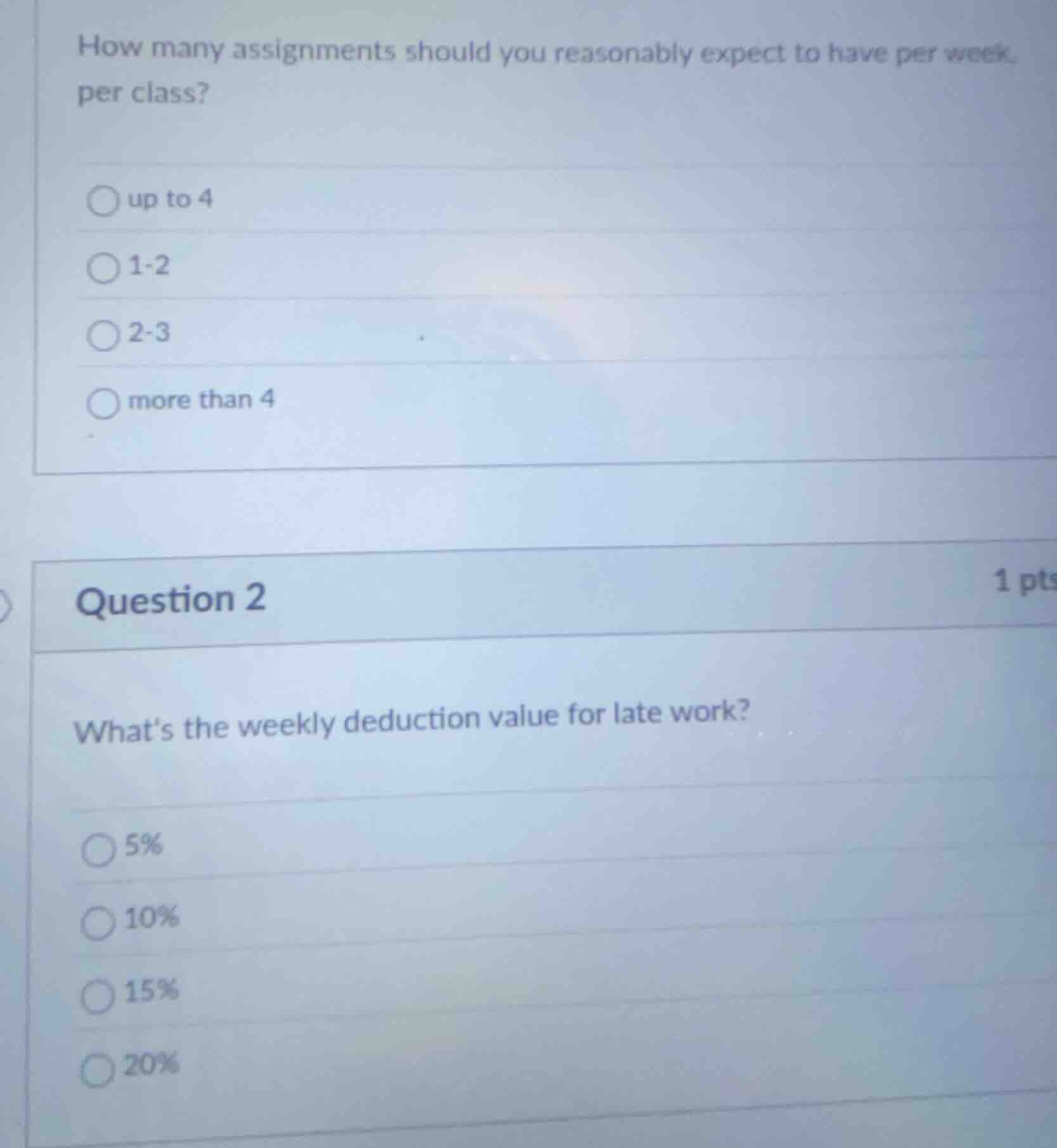 how many assignments should you reasonably expect to have per week, per…