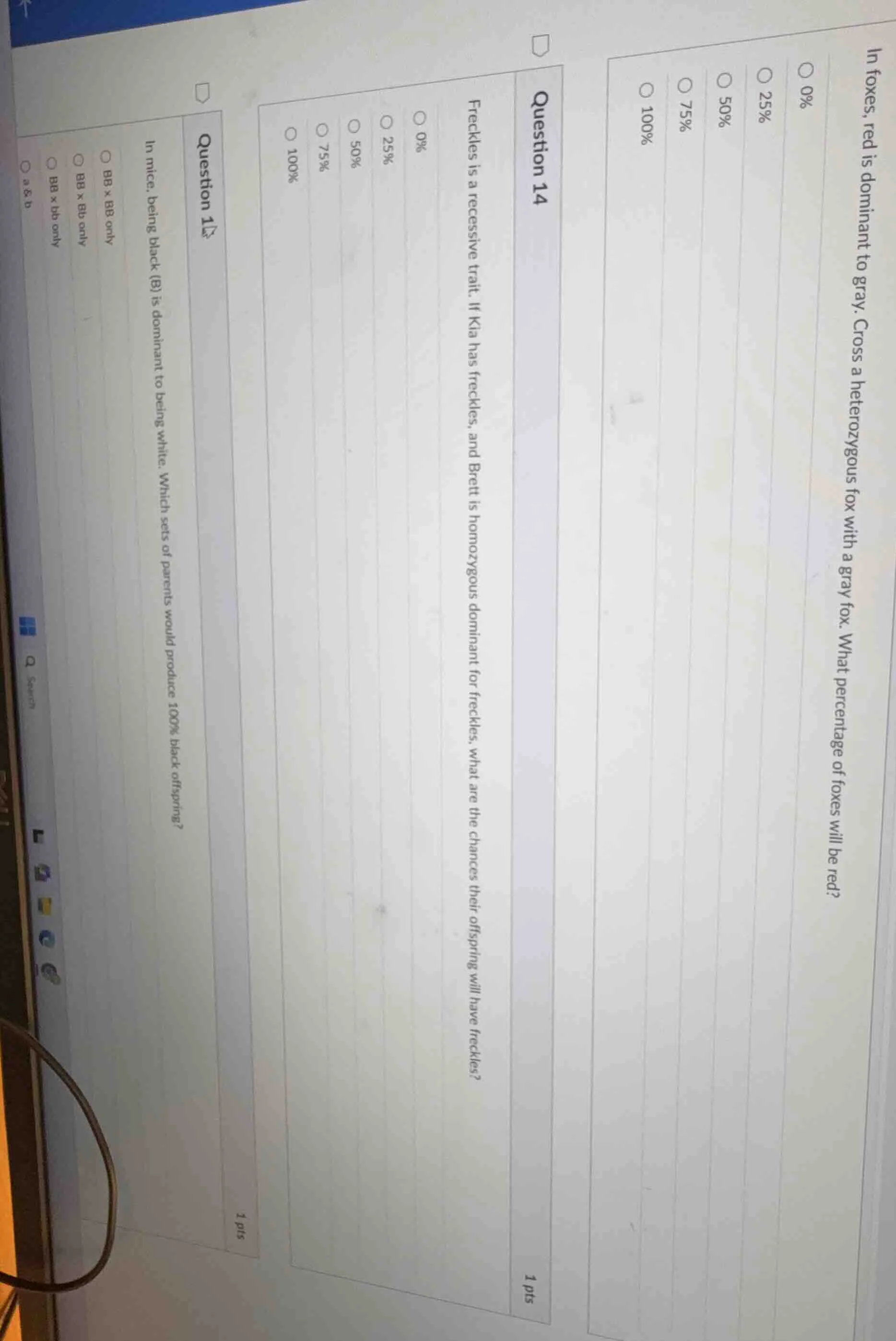 in foxes, red is dominant to gray. cross a heterozygous fox with a gray…