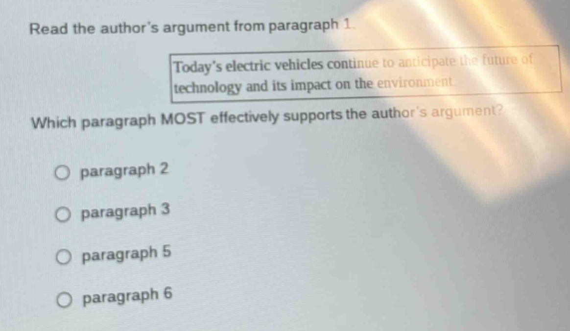 read the author’s argument from paragraph 1. today’s electric vehicles …