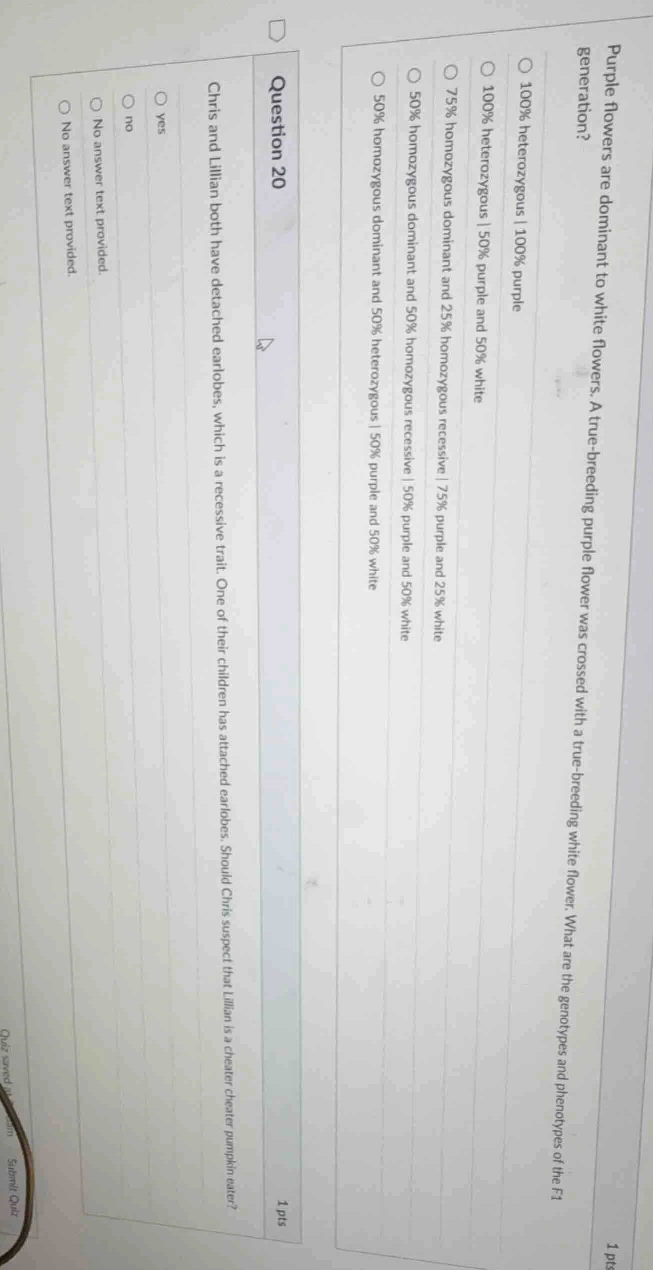 purple flowers are dominant to white flowers. a true - breeding purple …