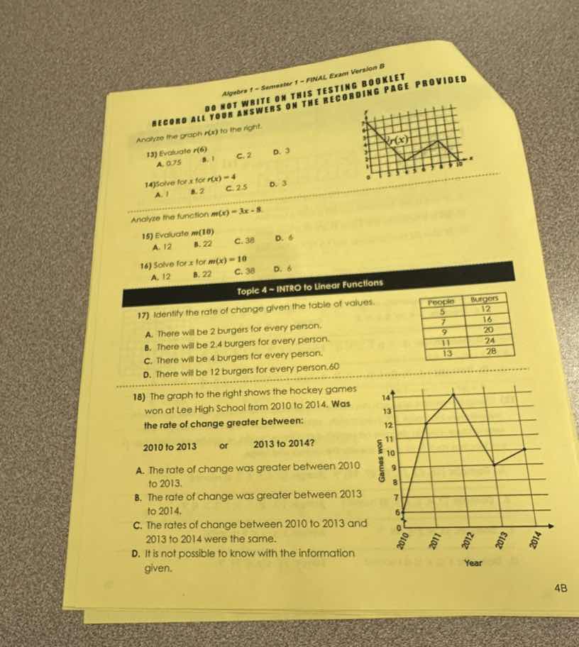 algebra 1 - semester 1 - final exam version b record all your answers o…