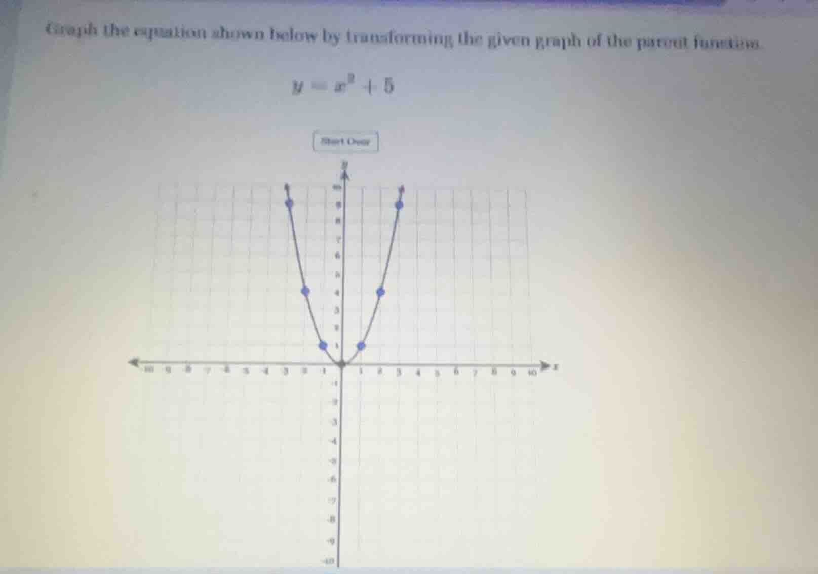 graph the equation shown below by transforming the given graph of the p…