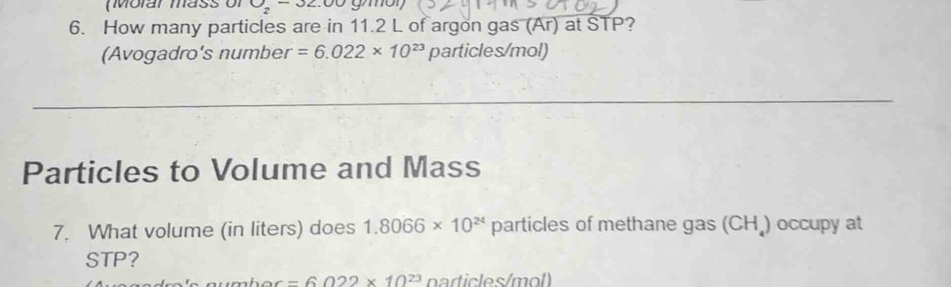 (molar mass of o₂ = 32.00 g/mol) 6. how many particles are in 11.2 l of…