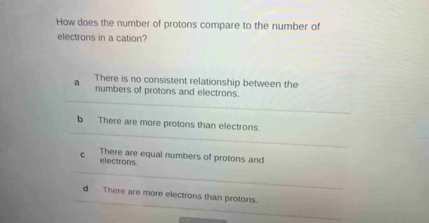how does the number of protons compare to the number of electrons in a …