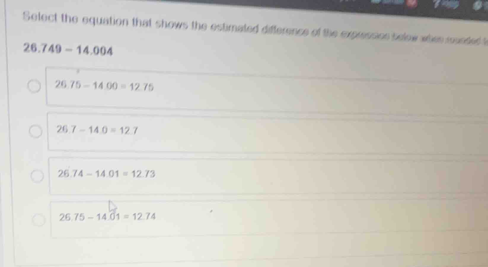 select the equation that shows the estimated difference of the expressi…
