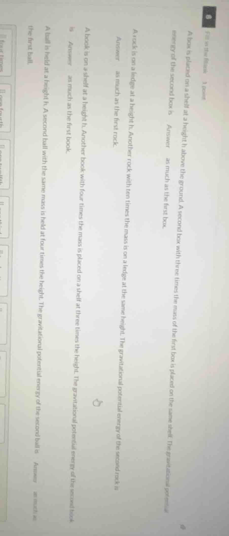 fill in the blank 1 point a box is placed on a shelf at a height h abov…