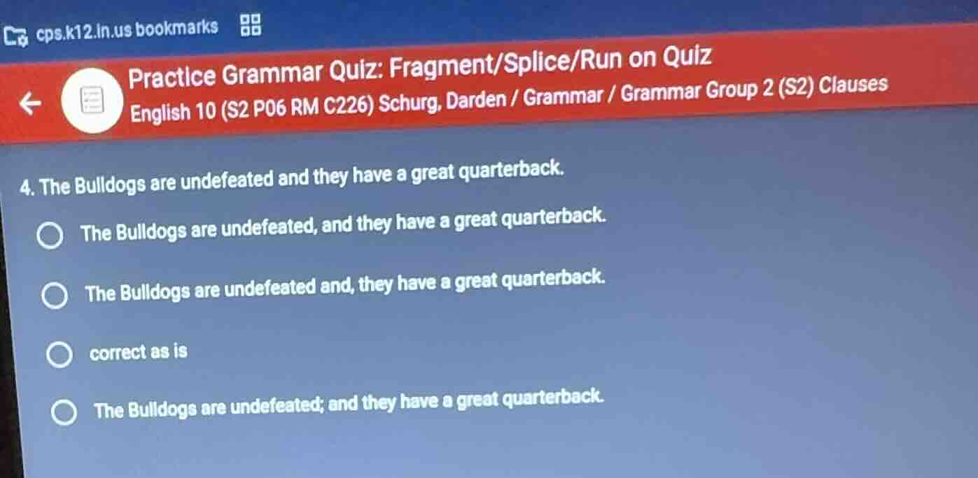 practice grammar quiz: fragment/splice/run on quiz english 10 (s2 p06 r…