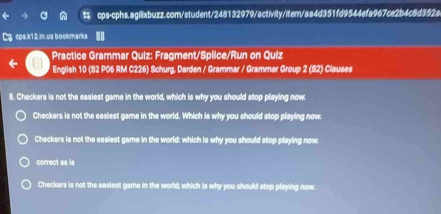 practice grammar quiz: fragment/splice/run on quiz english 10 (s2 p06 r…