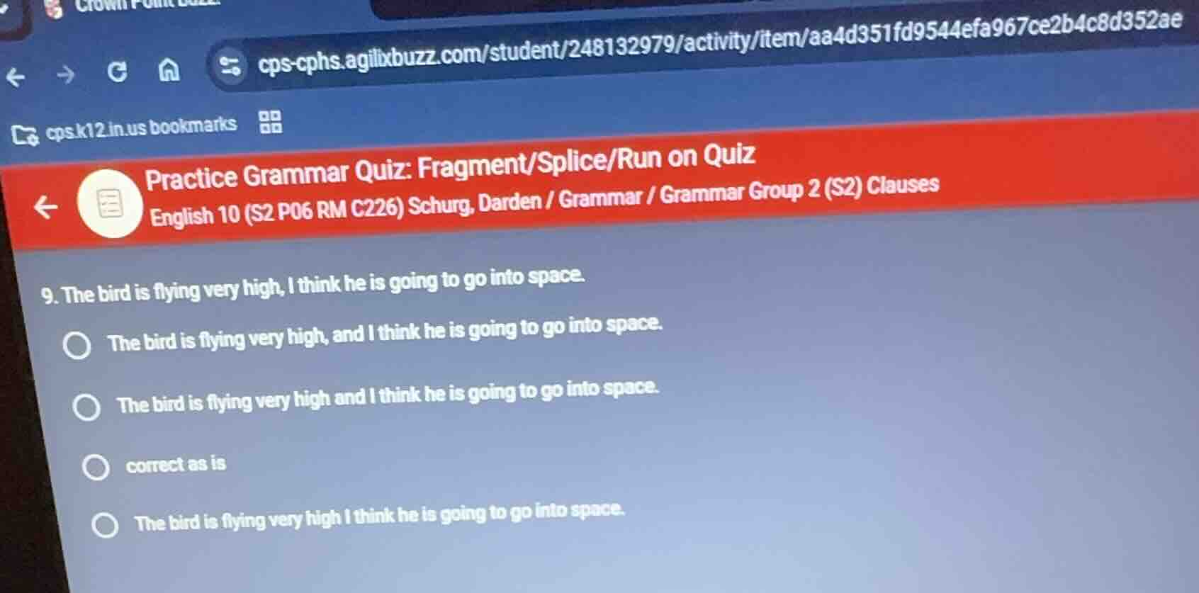 practice grammar quiz: fragment/splice/run on quiz english 10 (s2 p06 r…