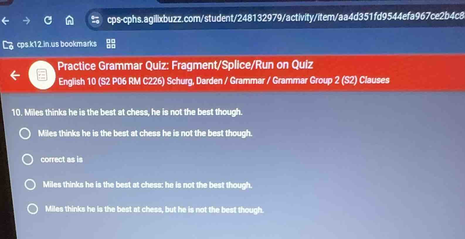 practice grammar quiz: fragment/splice/run on quiz english 10 (s2 p06 r…
