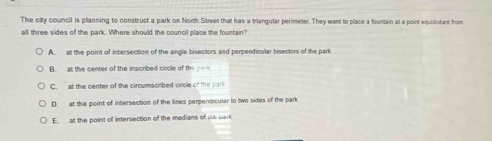 the city council is planning to construct a park on north street that h…