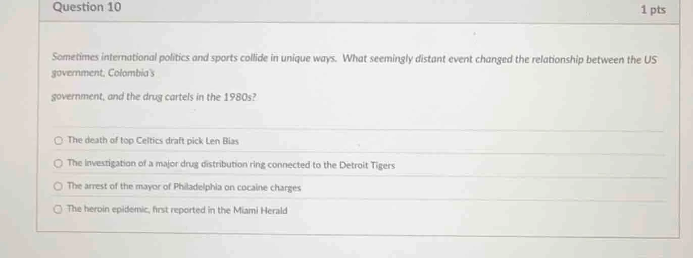 question 10 1 pts sometimes international politics and sports collide i…