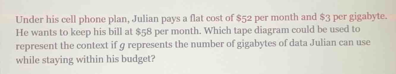 under his cell phone plan, julian pays a flat cost of $52 per month and…
