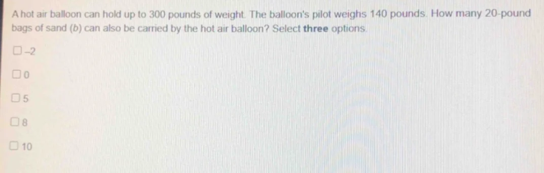 a hot air balloon can hold up to 300 pounds of weight. the balloons pil…