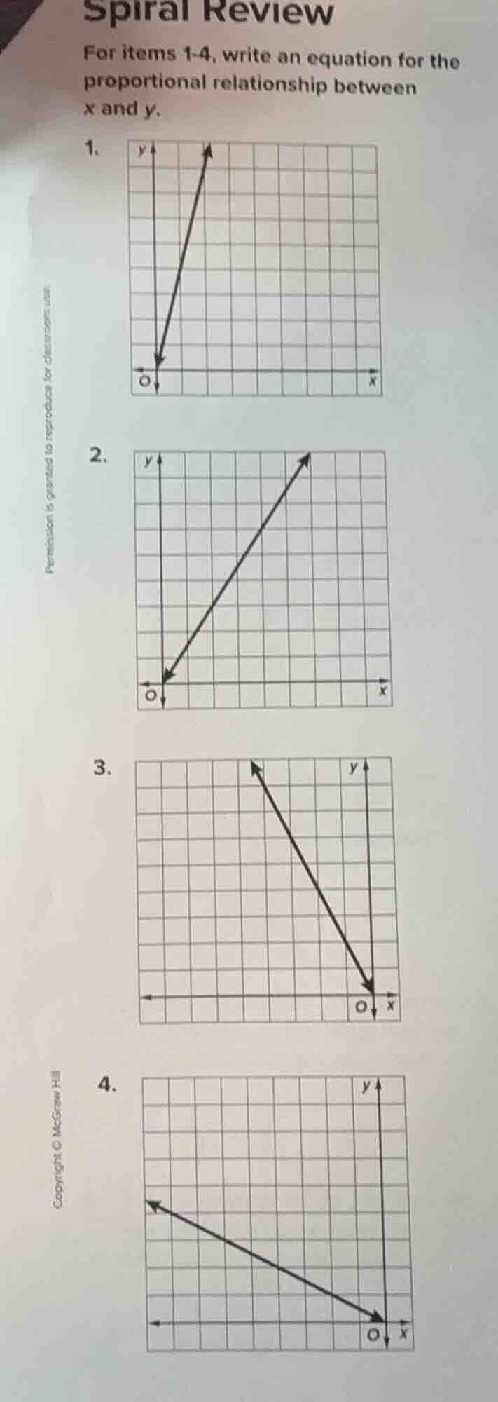 spiral review for items 1-4, write an equation for the proportional rel…