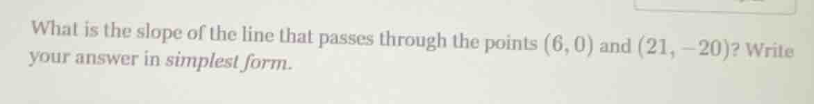 what is the slope of the line that passes through the points (6, 0) and…
