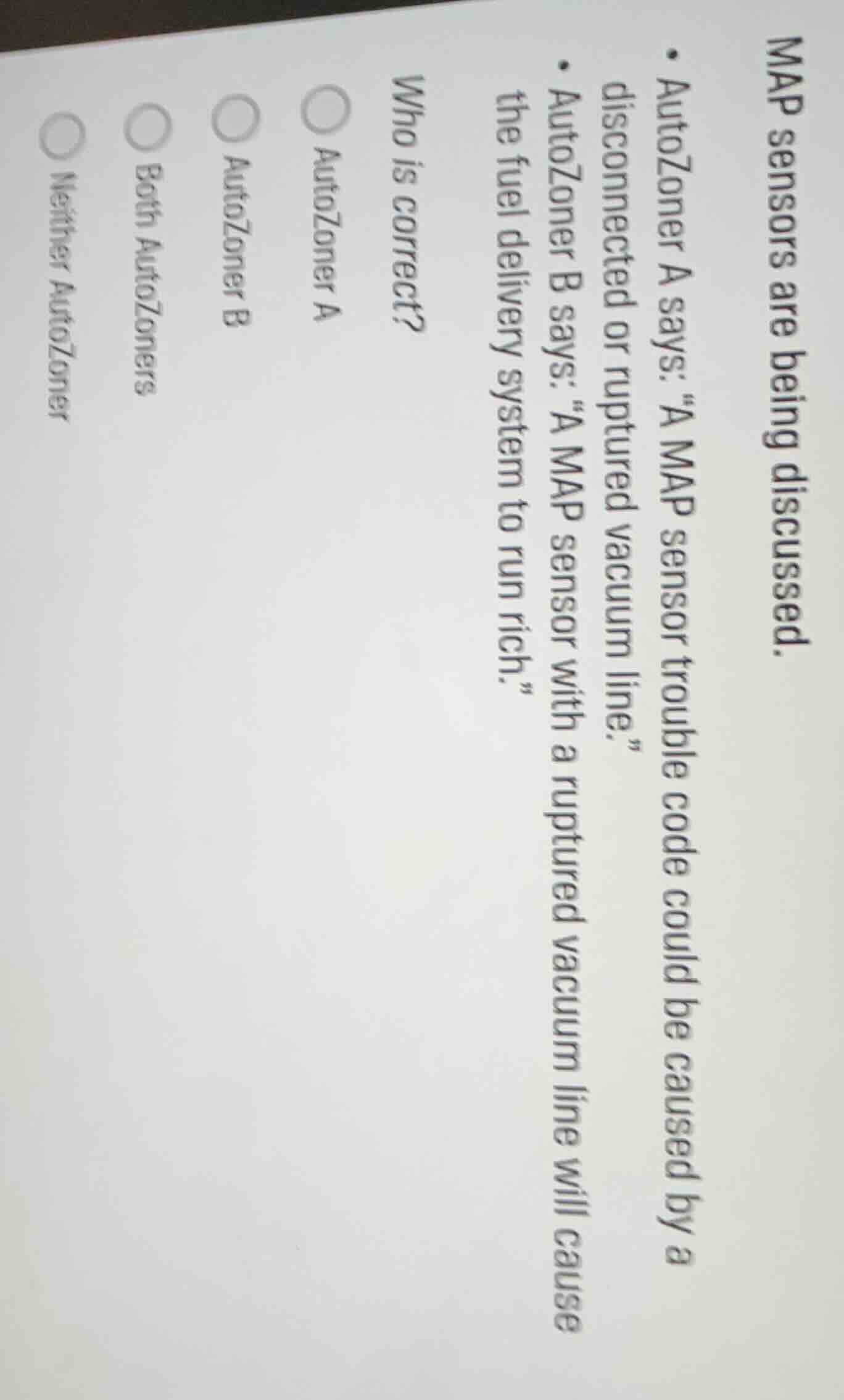 map sensors are being discussed. - autozoner a says: “a map sensor trou…