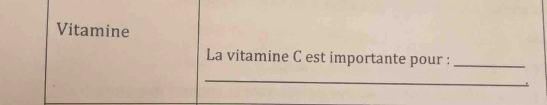 vitamine la vitamine c est importante pour : ______________.