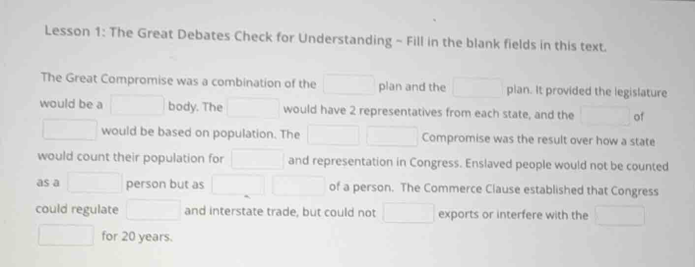 lesson 1: the great debates check for understanding - fill in the blank…