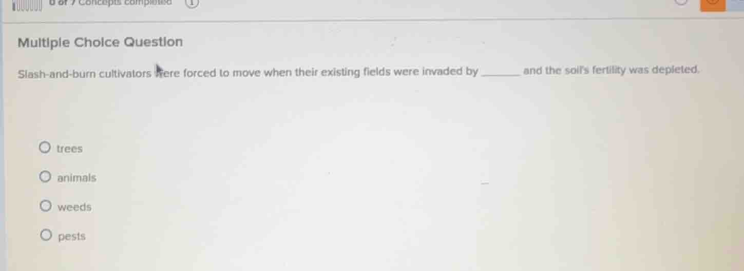 multiple choice question slash - and - burn cultivators were forced to …