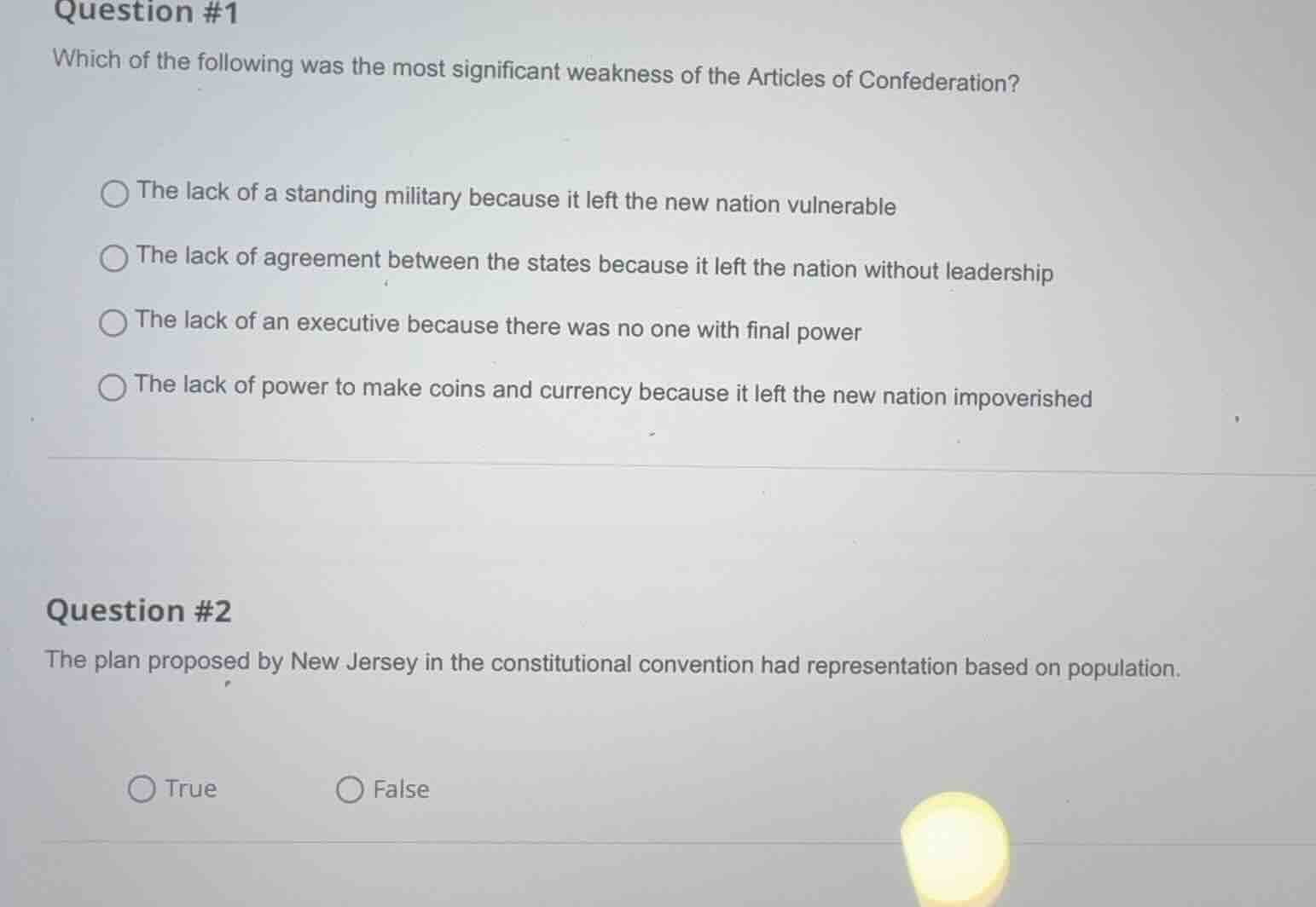question #1 which of the following was the most significant weakness of…