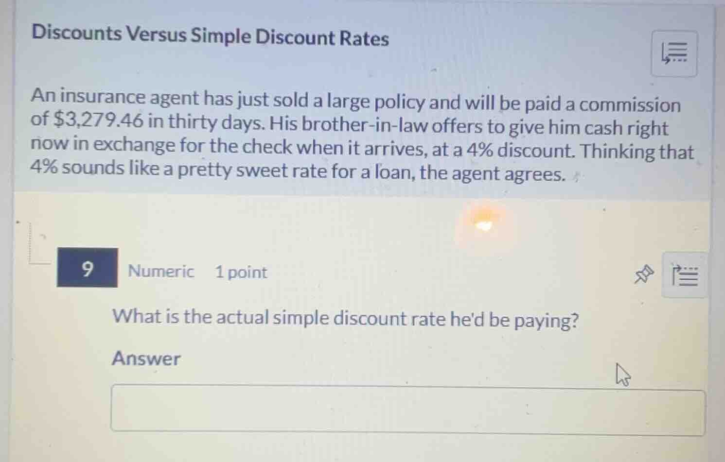 discounts versus simple discount rates an insurance agent has just sold…