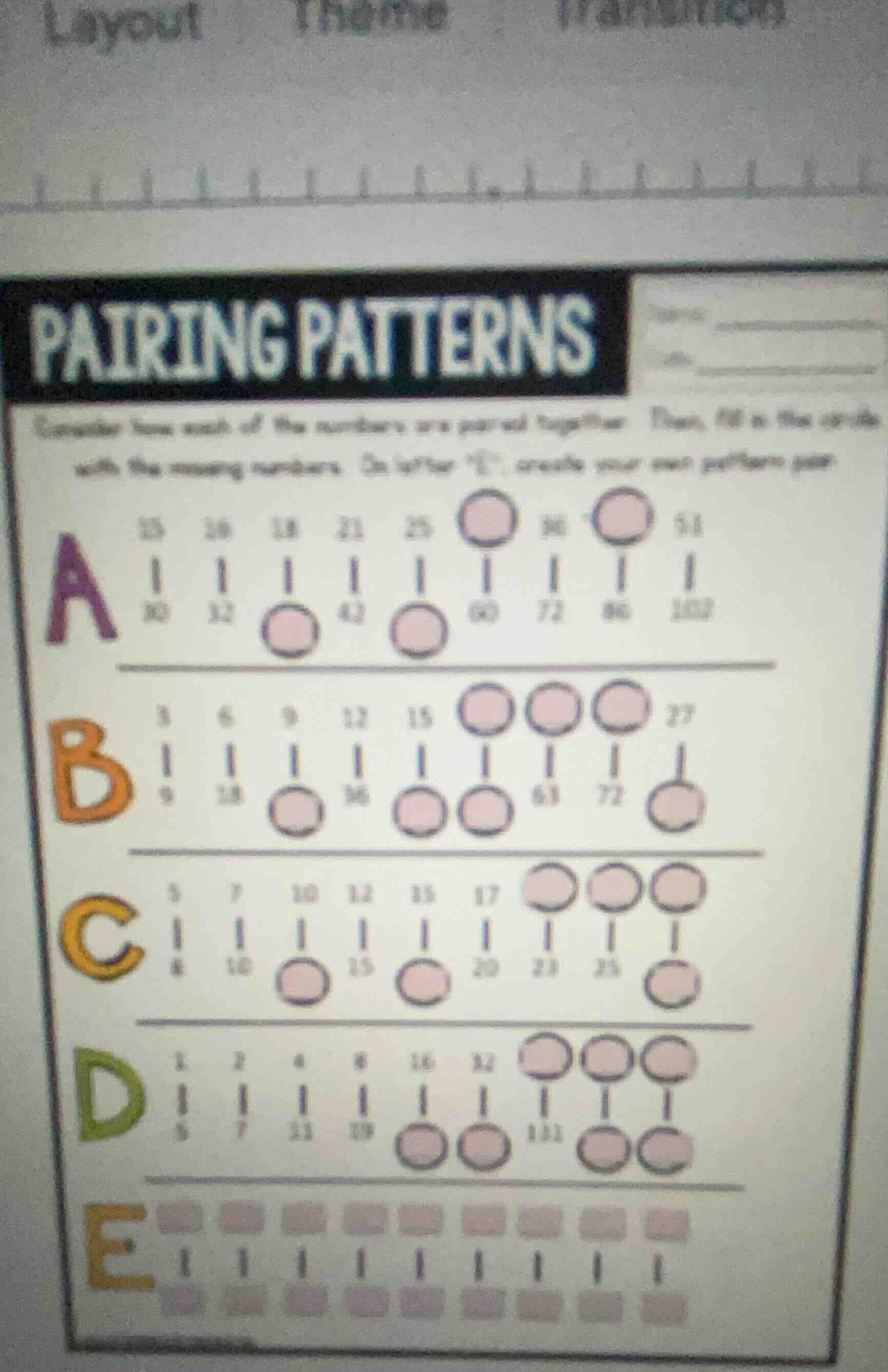pairing patterns consider how each of the numbers are paired together. …
