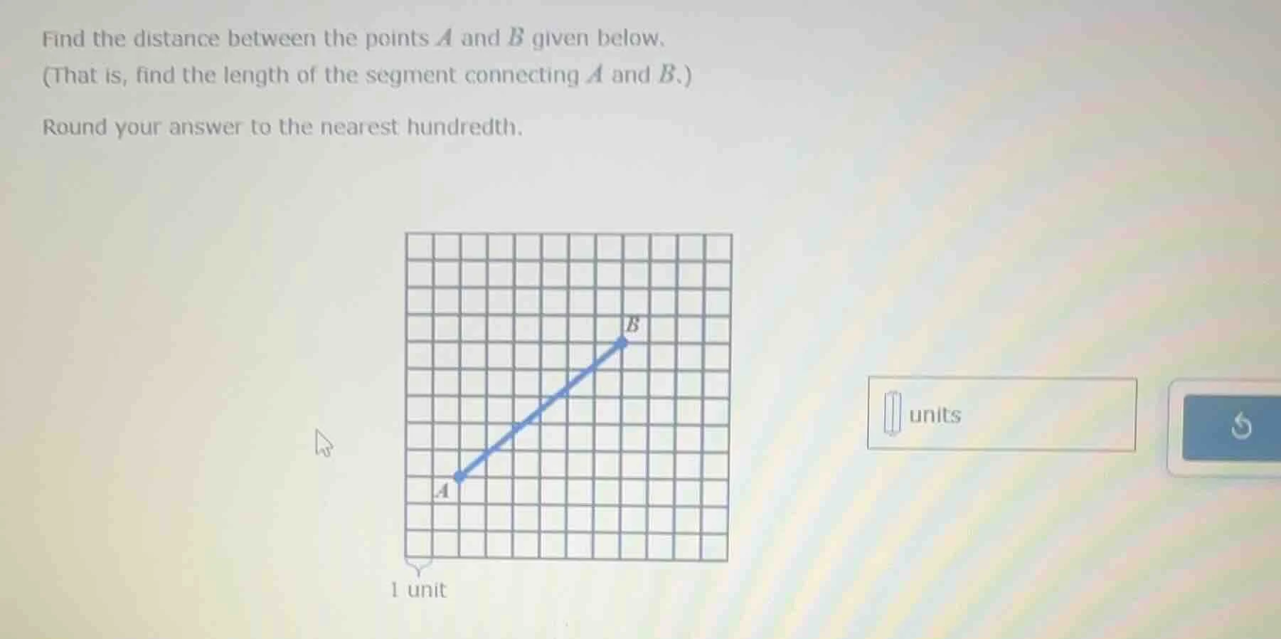 find the distance between the points a and b given below. (that is, fin…