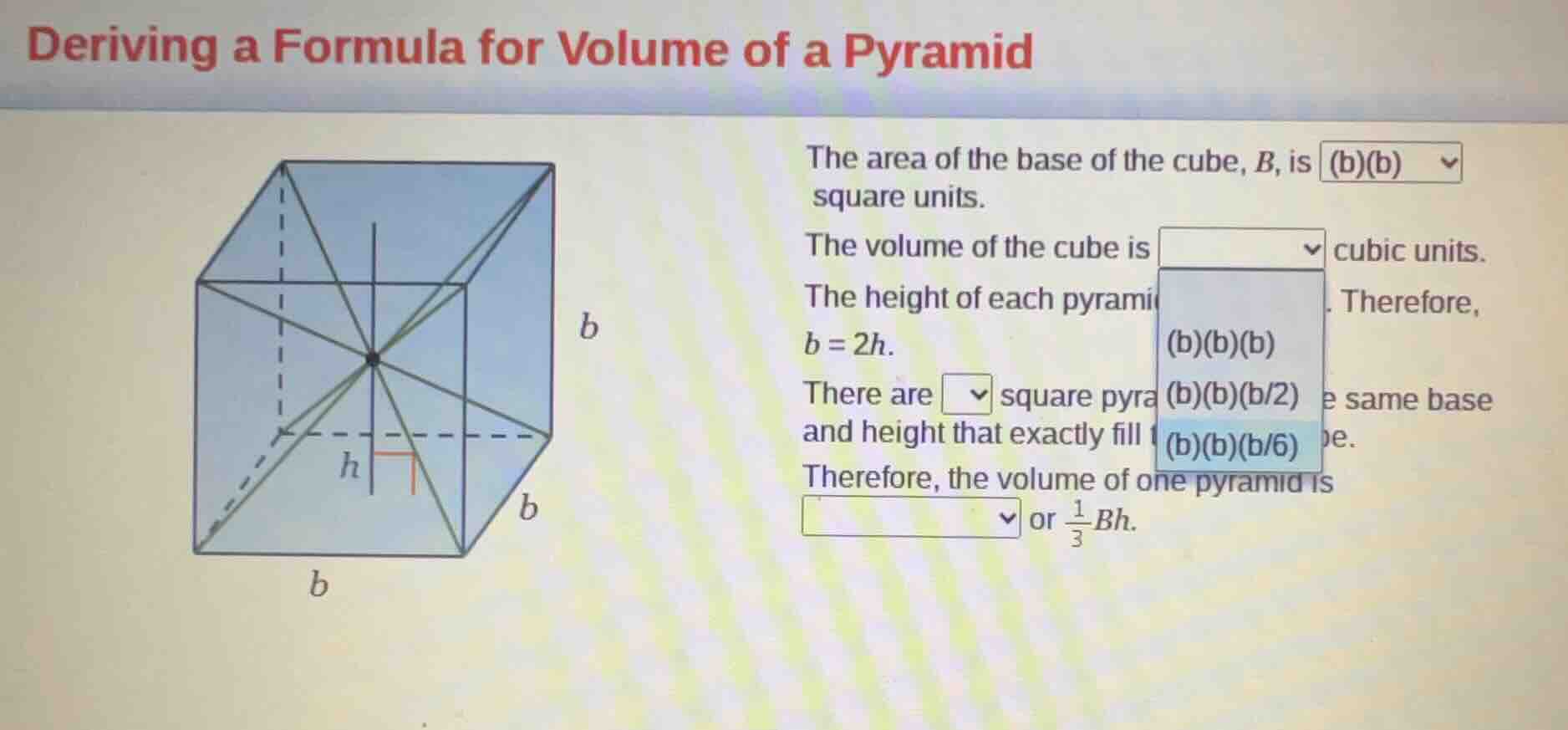 deriving a formula for volume of a pyramid the area of the base of the …