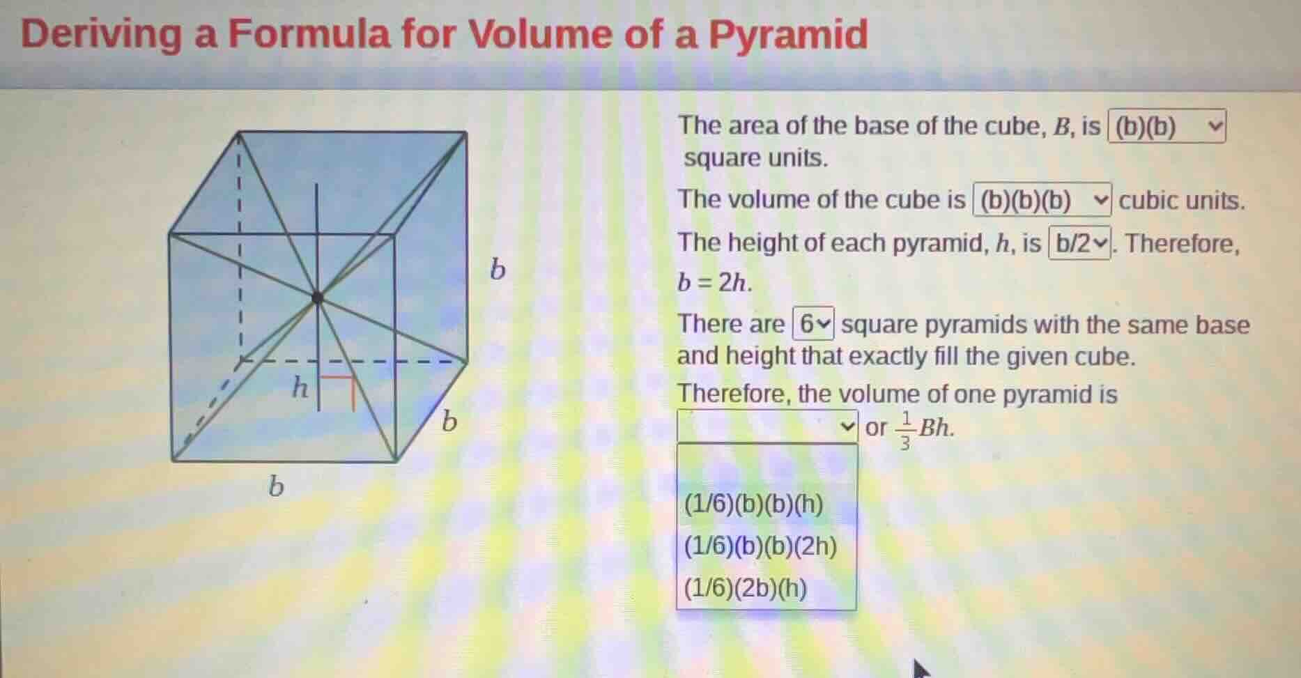 deriving a formula for volume of a pyramid the area of the base of the …