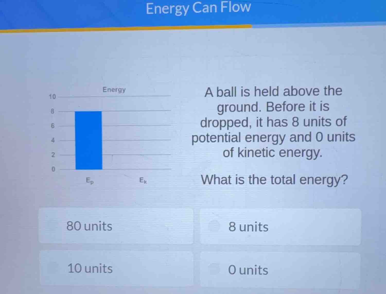 energy can flow a ball is held above the ground. before it is dropped, …