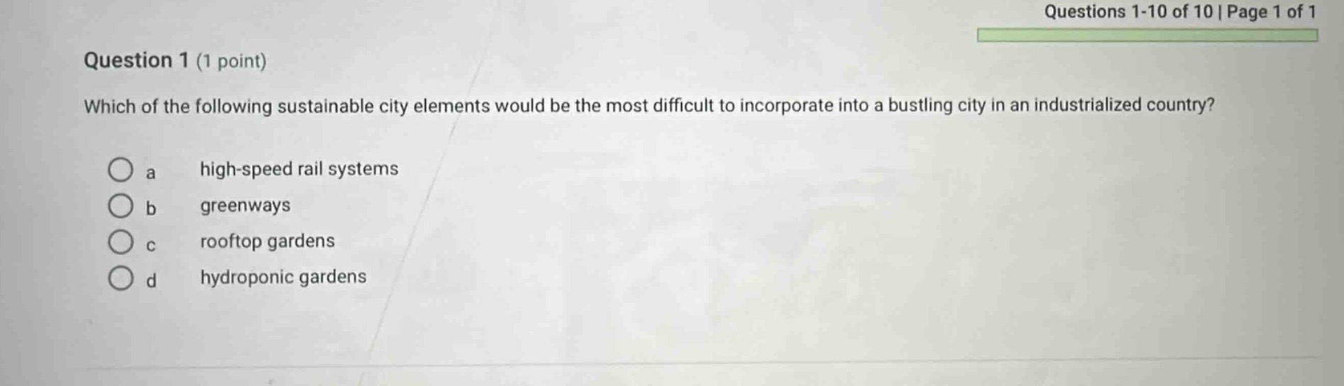 question 1 (1 point) which of the following sustainable city elements w…