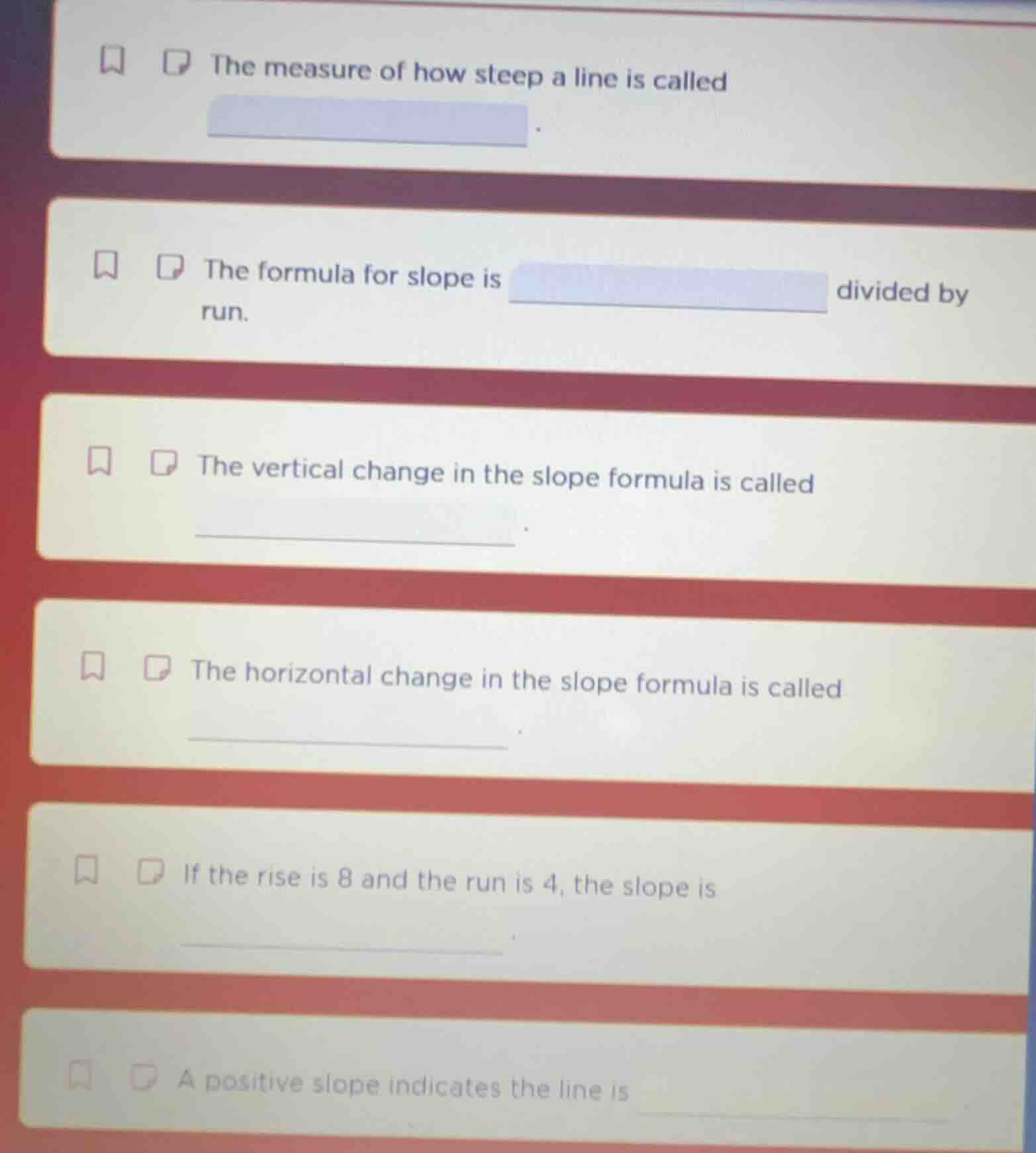 the measure of how steep a line is called. the formula for slope is div…