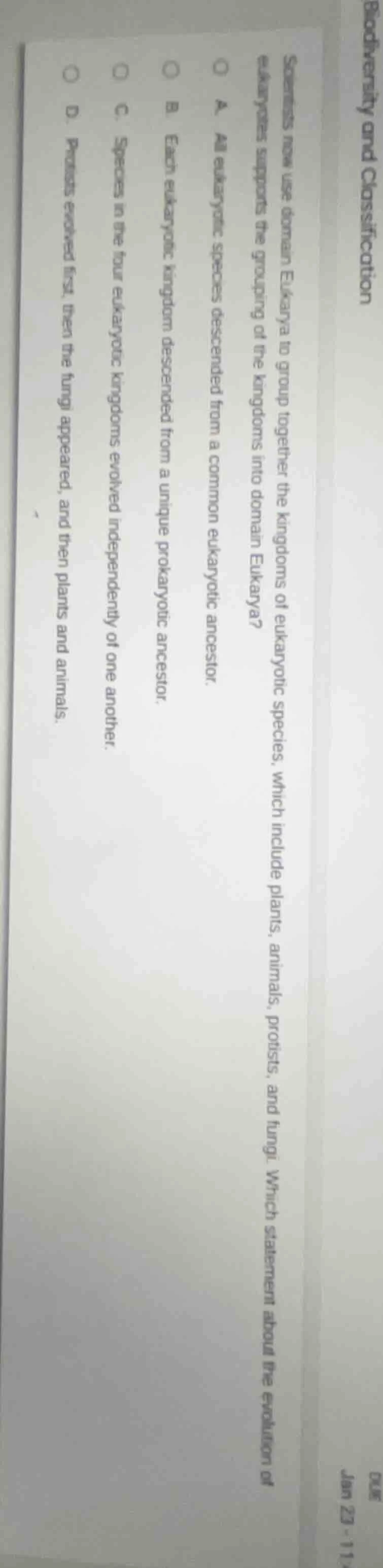 scientists now use domain eukarya to group together the kingdoms of euk…